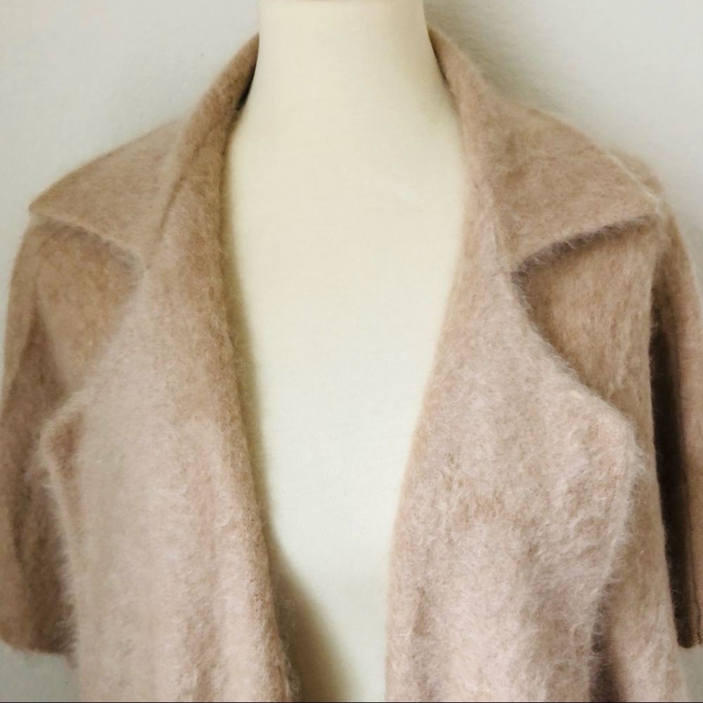 🆓 Shipping 100% Cashmere Open Front Long Coatigan- Oversized Camel Beige Wrap - Picture 9 of 11